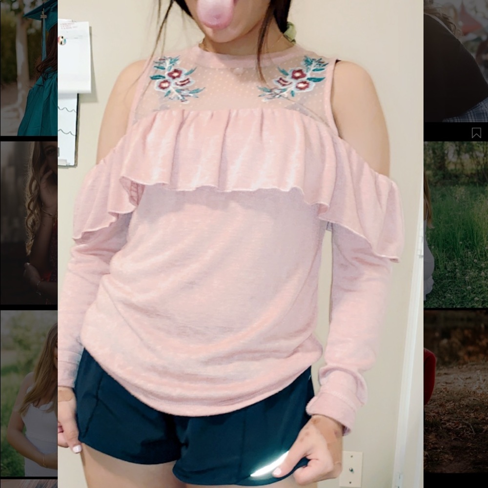 STYLISH COLD SHOULDER BABY PINK TOP
